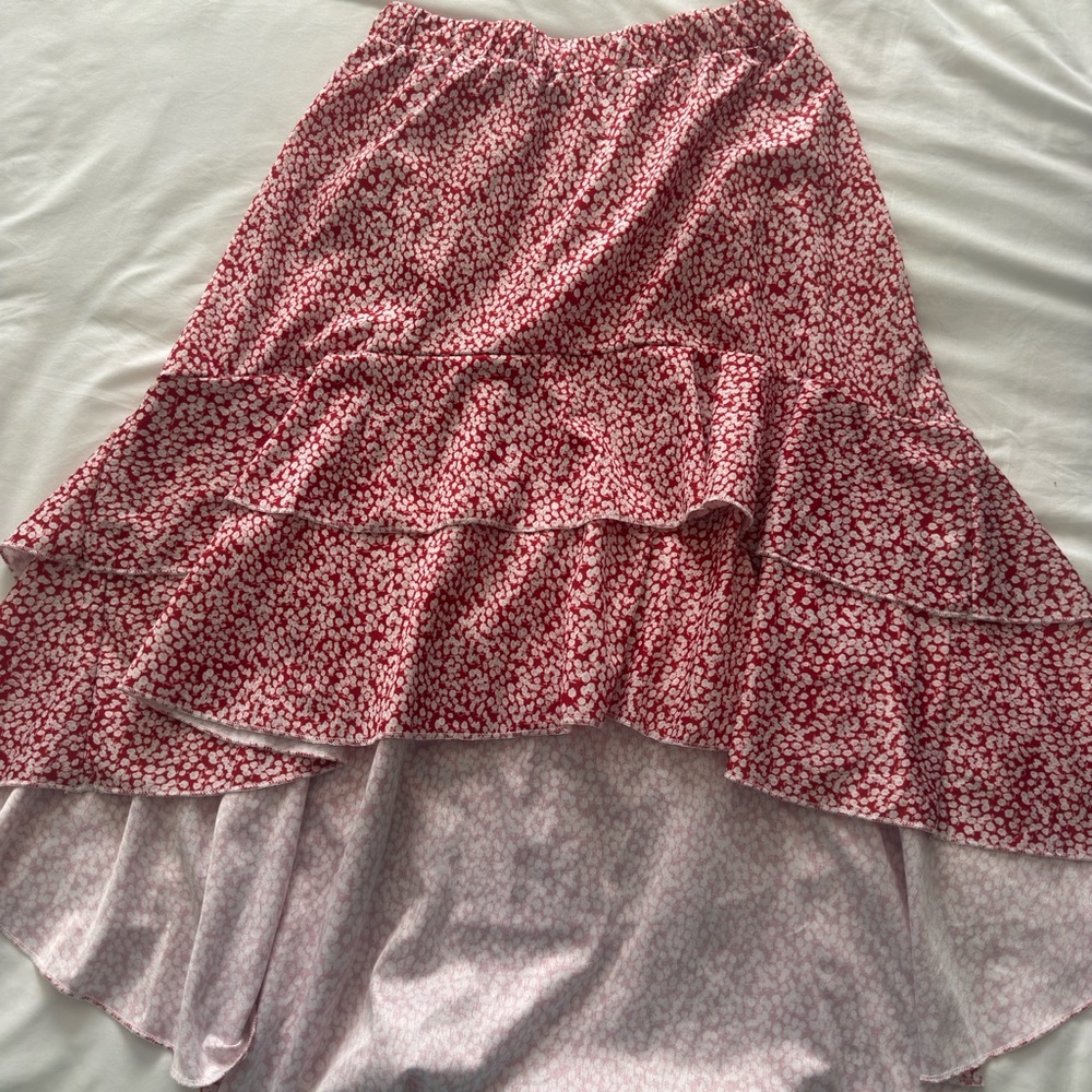 New Floral Red Skirt